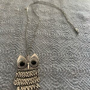 Silver Owl Pendant Necklace
